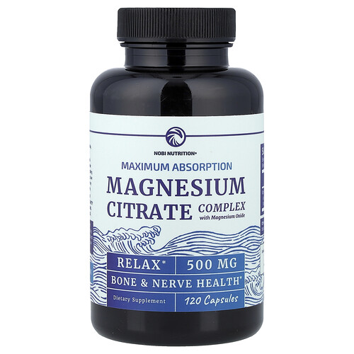 Nobi Nutrition, Magnesiumcitrat-Komplex, maximale Absorption, 500 mg, 120 Kapseln