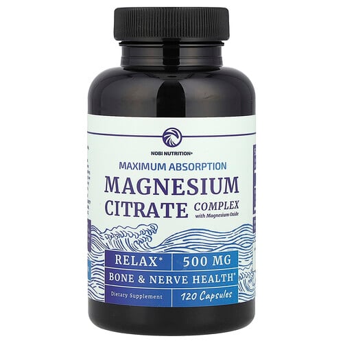Nobi Nutrition Magnesium Citrate Complex, Maximum Absorption, 500 mg, 120 Capsules