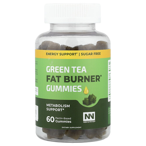 Nobi Nutrition, Green Tea Fat Burner Gummies, Metabolism Support, 60 Pectin-Based Gummies