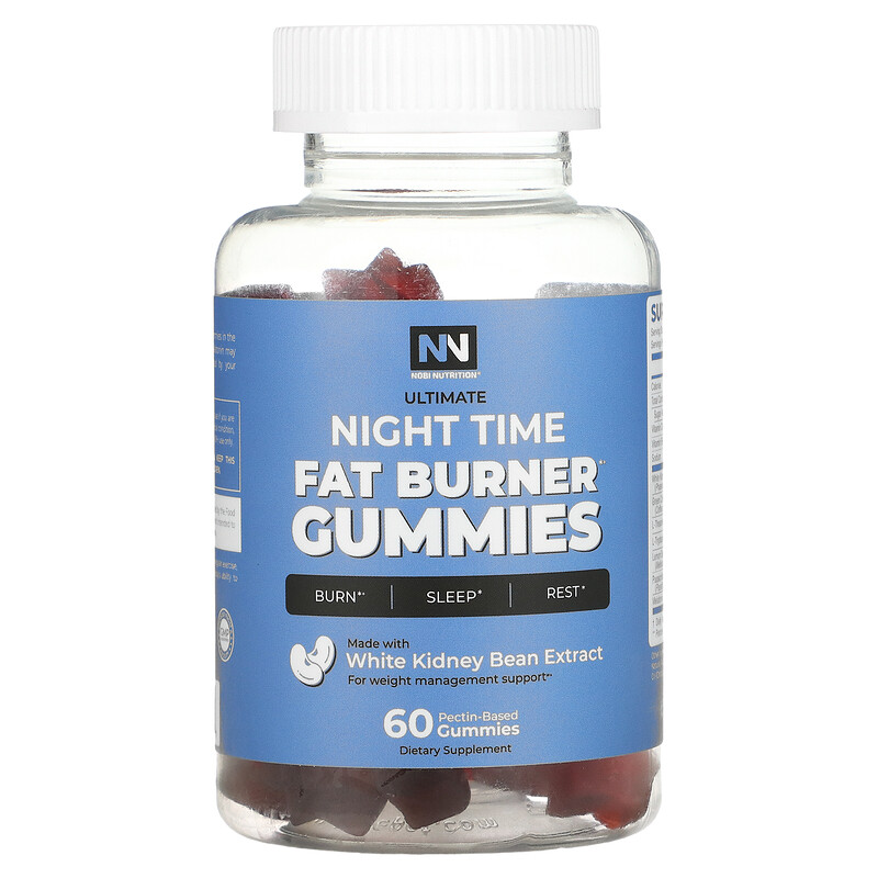 Nobi Nutrition, Night Time Fat Burn Gummies, Raspberry, 60 Pectin Based