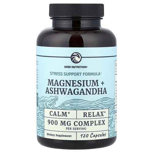 Nobi Nutrition, Magnesium + Ashwagandha, Magnesium und Ashwagandha, 120 Kapseln