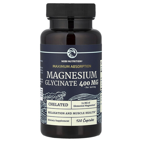 Nobi Nutrition, Magnesium Glycinate, Maximum Absorption, 120 Capsules (200 mg per Capsule)