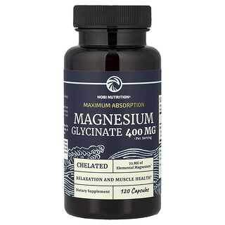 Nobi Nutrition, Magnesium Glycinate, Maximum Absorption, 120 Capsules (200 mg per Capsule)
