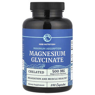 Nobi Nutrition, Magnesium Glycinate, Maximum Absorption, 240 Capsules (250 mg per Capsule)