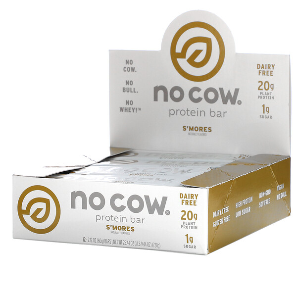 No Cow‏, חטיף חלבון, סמורז, 12 חטיפים, 60 גרם (2.12 אונקיות)