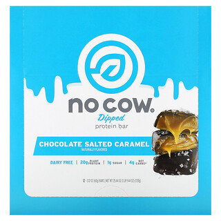 No Cow, Gedipte Eiwitreep, Chocolade Gezouten Karamel, 12 Repen, 2.12 oz (60 g) Elk