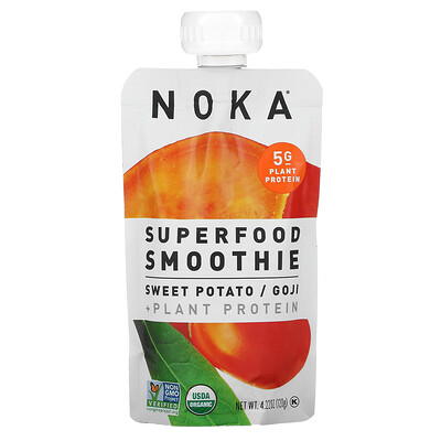 Купить Noka Суперфуд смузи + растительный белок, батат, годжи, 120 г (4, 22 унции)