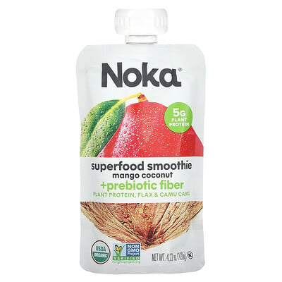Noka Superfood Smoothie + растительный белок, манго, кокос, 120 г (4,22 унции)