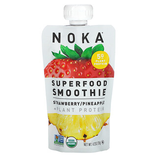 Noka, Superfood 奶昔 + 植物蛋白質，草莓，菠蘿，4.22 盎司（120 克）
