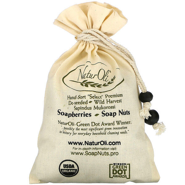 NaturOli‏, Organic, Hand-Sort Select Soap Nuts With 1 Muslin Drawstring Bag, 4 oz