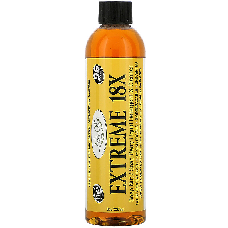 NaturOli, Extreme 18x, Tekući deterdžent i sredstvo za čišćenje sapuna / sapunasto voće, bez mirisa, 8 oz (237 ml)