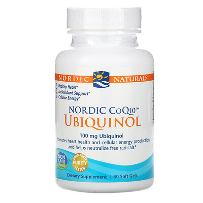 Nordic Naturals Nordic CoQ10, убихинол, 100 мг, 60 мягких желатиновых капсул