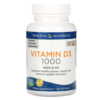 Nordic Naturals Витамин D3, апельсин, 1000 МЕ, 120 штук