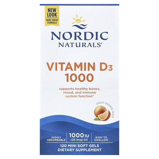 Nordic Naturals, Vitamin D3 1000, Orange, 25 mcg (1.000 IU), 120 Weichkapseln