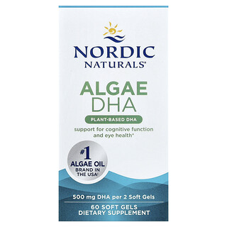 Nordic Naturals, 藻類 DHA，500 毫克，60 粒軟膠囊（每粒軟膠囊 250 毫克）