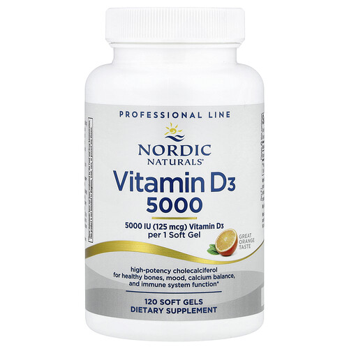 Nordic Naturals ビタミンD3 5000 オレンジ 125mcg（5,000IU）ソフトジェル120粒