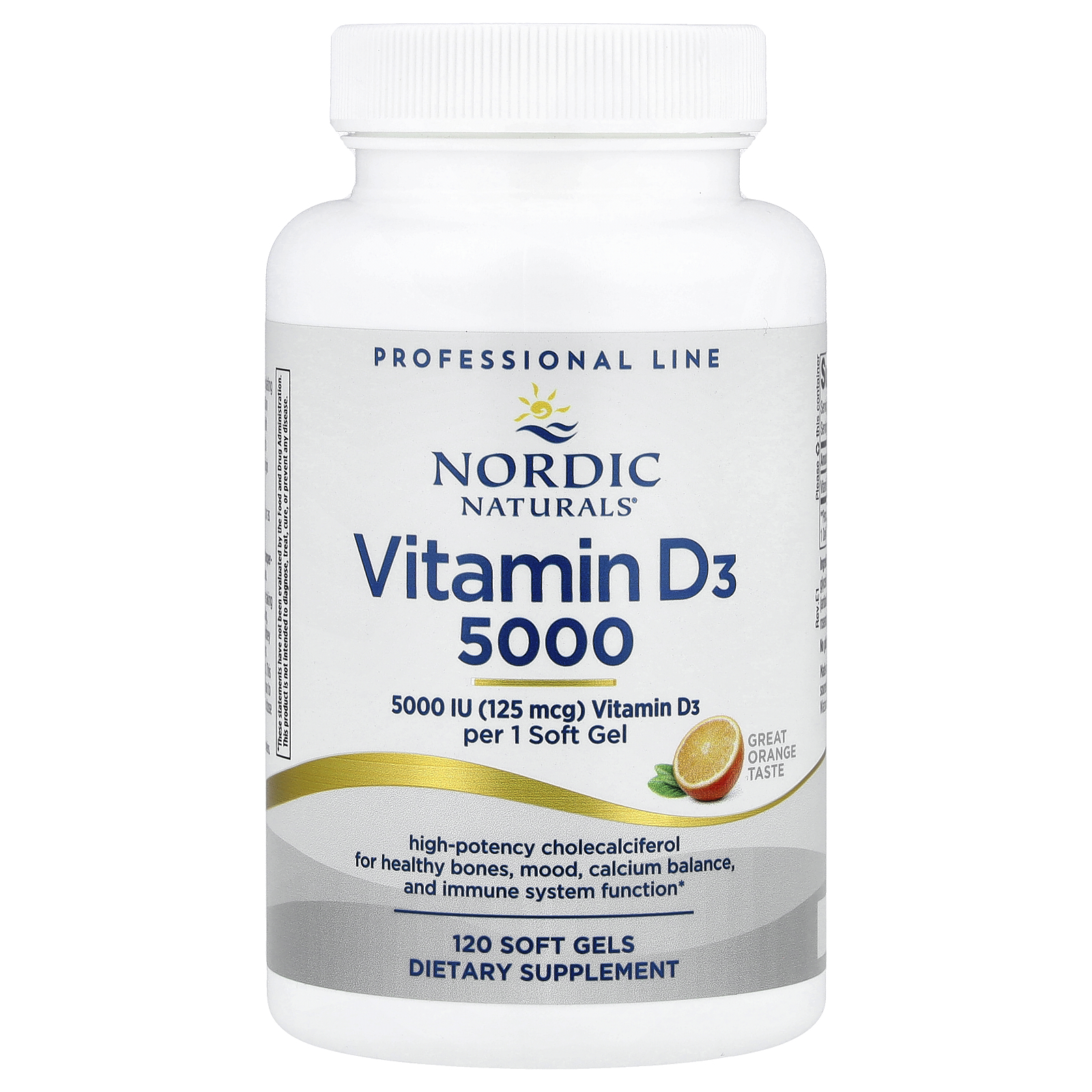 Nordic Naturals (노르딕 내추럴스), 비타민D3 125, 오렌지, 5,000IU, 소프트젤 120정 (판매가 중단된 상품)