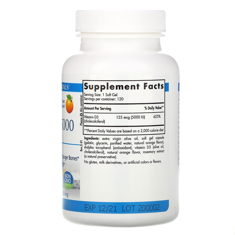 Nordic Naturals, Vitamin D3 5000, Orange, 5,000 IU, 120 Soft Gels iHerb