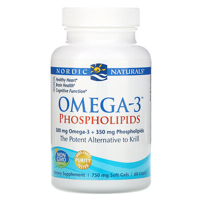 Nordic Naturals Omega-3 Phospholipids, 750 мг, 60 мягких желатиновых капсул