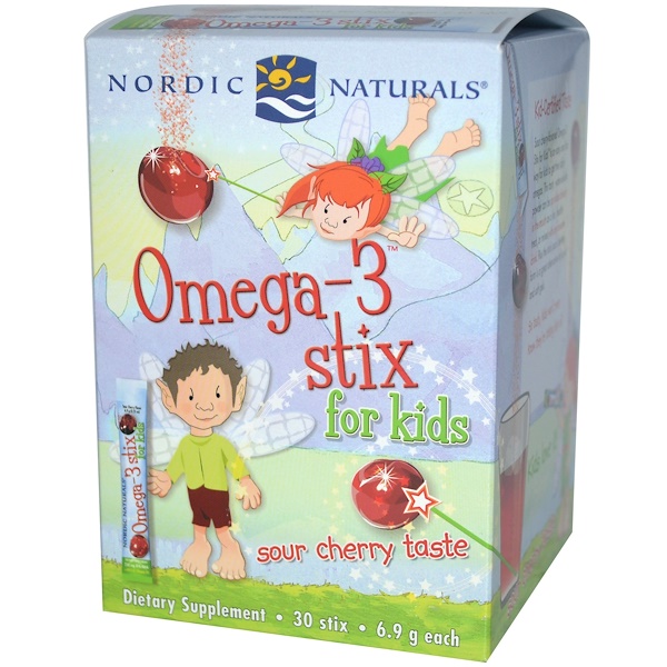 Nordic Naturals, Omega-3 Stix, for Kids, Sour Cherry Taste, 30 Stix, 6.9 g Each  (Discontinued Item) 