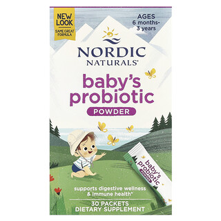 Nordic Naturals, Probiótico en polvo para bebés, De 6 meses a 3 años, 30 sobres, 1,45 g (0,05 oz) cada uno