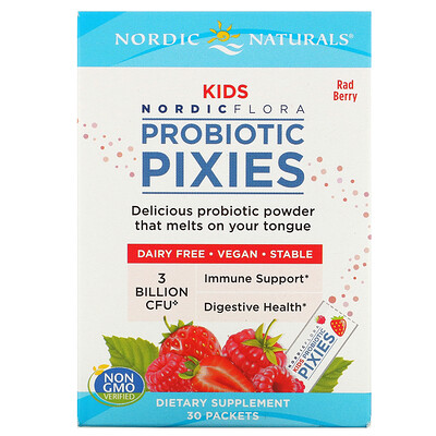 Nordic Naturals Нордическая флора, для детей, Эльфы с пробиотиками, Классные ягоды, 3 млрд КОЕ, 30 пакетов