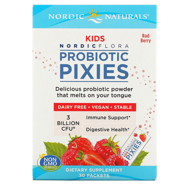 Nordic Naturals, Nordic Flora 兒童專用益生菌營養粉，漿果味，30 億 CFU，30 袋裝