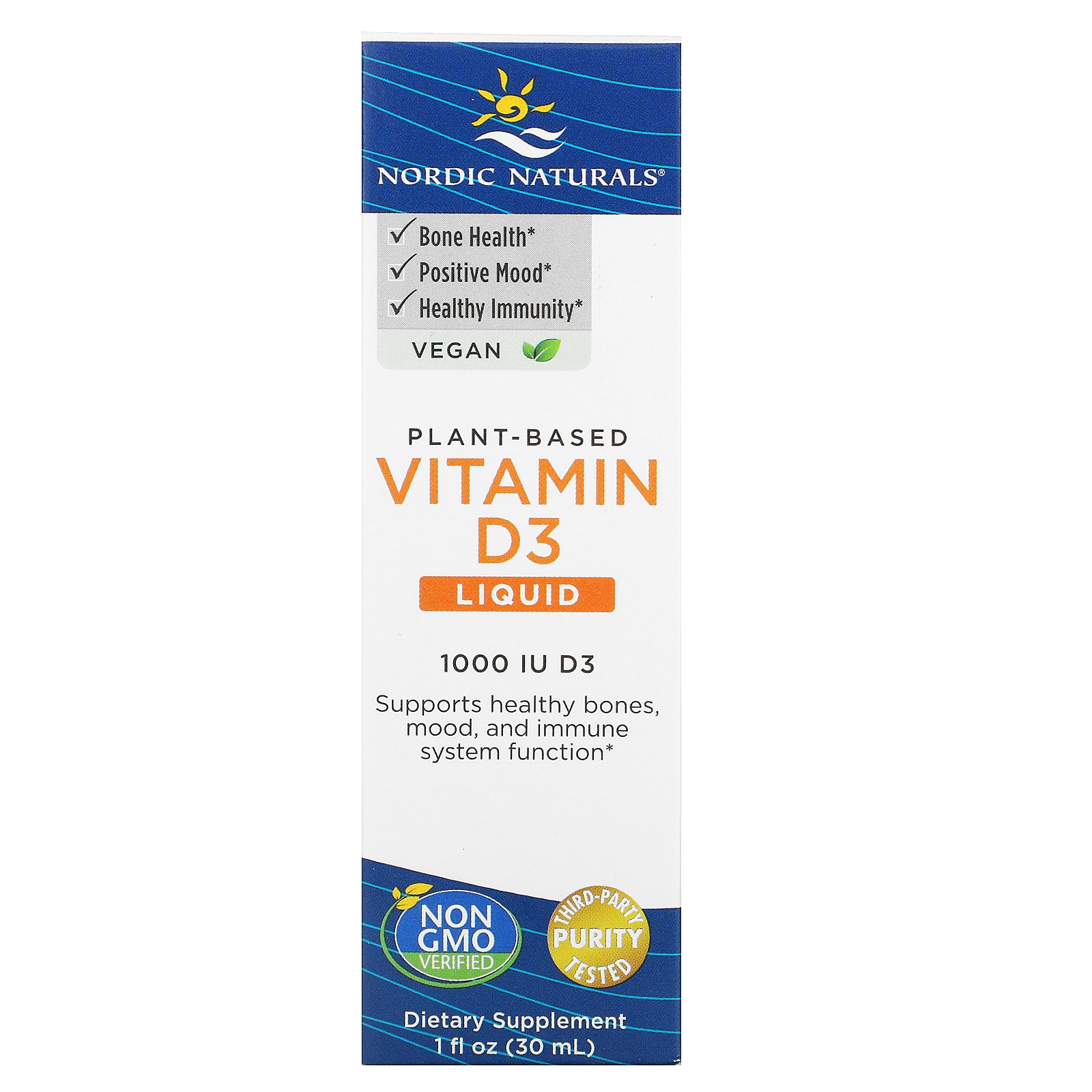 Nordic Naturals, PlantBased Vitamin D3 Liquid, 1,000 IU, 1 fl oz (30