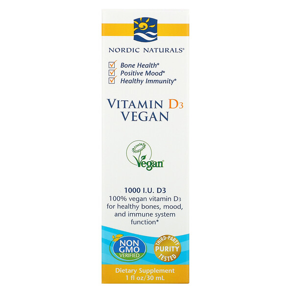 Nordic Naturals, Vitamin D3, Vegan, 1000 IU, 1 fl oz (30 ml) iHerb