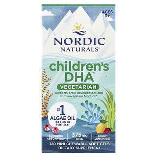 Nordic Naturals, Children's DHA™ Vegetarian, DHA für Kinder ab 3 Jahren, Beerenlimonade, 120 kaubare Mini-Weichkapseln