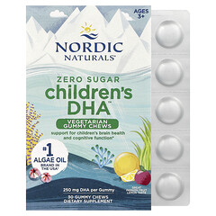 Дитячі жувальні жувальні таблетки DHA™ Zero Sugar, для дітей від 3 років, маракуя, лимон, 250 мг, 30 вегетаріанських жувальних жувальних таблеток
