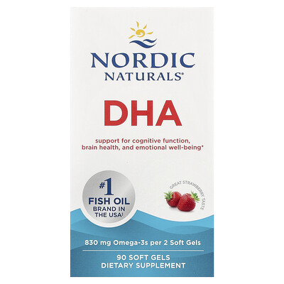 Nordic Naturals, DHA, Fresa, 90 cápsulas blandas