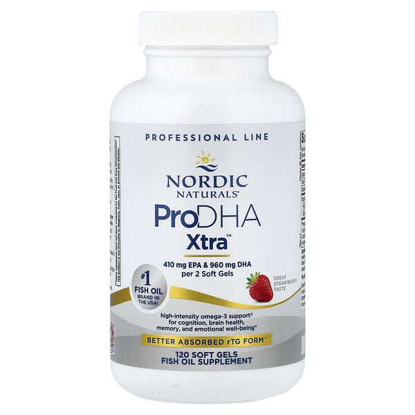 Nordic Naturals ProDHA Xtra™, Strawberry, 120 Soft Gels