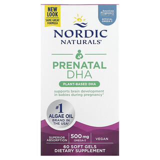 Nordic Naturals‏, ما قبل الولادة DHA ، 500 ملجم ، 60 كبسولة هلامية (250 ملجم لكل كبسولة هلامية)