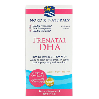 Nordic Naturals Prenatal DHA, без добавок, 180 капсул