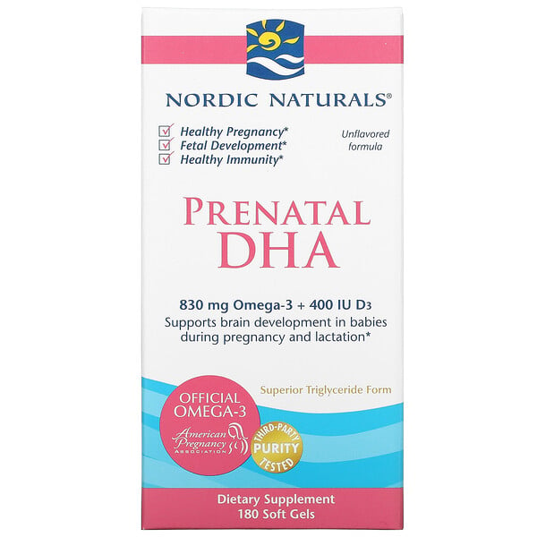 Nordic Naturals, 출산전[태아] DHA, 무향 포뮬라, 500 mg, 180 소프트 젤