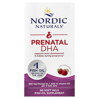 Nordic Naturals, DHA prenatal, Fresa, 90 cápsulas blandas