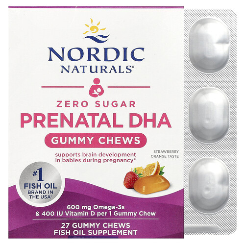 Nordic Naturals, Zero Sugar Prenatal DHA-Gummis, Erdbeer-Orange, 27 Gummis-Kauflagen