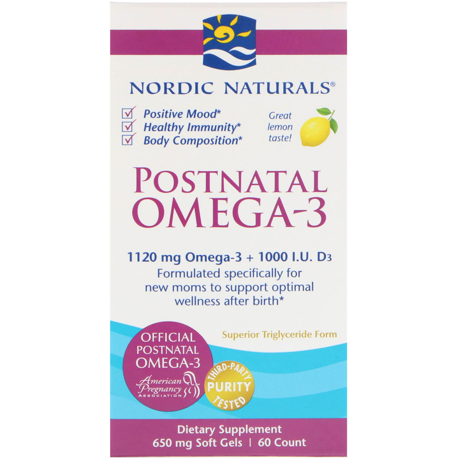 Nordic Naturals Postnatal Omega 3 Lemon 650 Mg 60 Soft