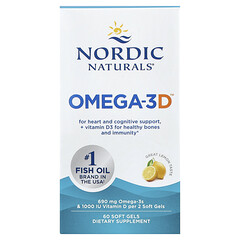 Omega-3D™, омега-3, лимон, 60 капсул