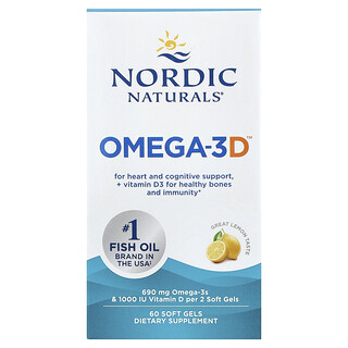 Nordic Naturals, Omega-3D™, Lemon, 60 Soft Gels