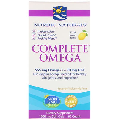 Complete Omega, со вкусом лимона, 1000 мг, 60 гелевых капсул