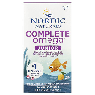 Nordic Naturals, Complete Omega™ Junior, 6 Yaş ve Üzeri, Limon, 90 Mini Yumuşak Jel