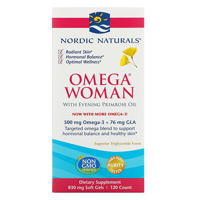 Nordic Naturals Omega Woman, с маслом примулы вечерней, 120 капсул