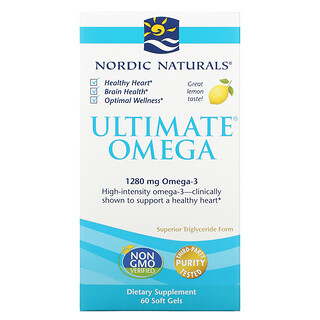 Nordic Naturals, مكمل الأوميجا Ultimate Omega، بنكهة الليمون، 640 ملجم، 60 كبسولة هلامية