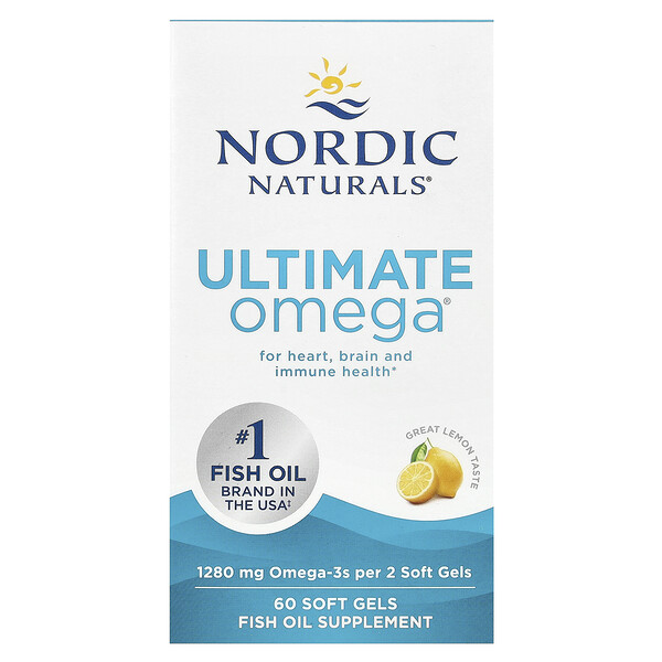 Nordic Naturals Ultimate Omega, Lemon, 60 Soft Gels (640 mg per Soft Gel)