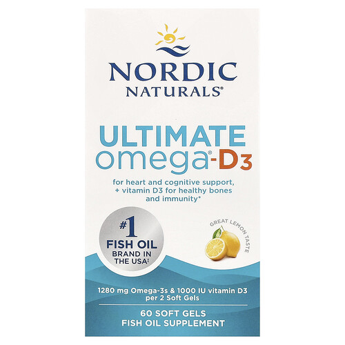 Nordic Naturals Ultimate Omega®-D3, Lemon, 60 Soft Gels