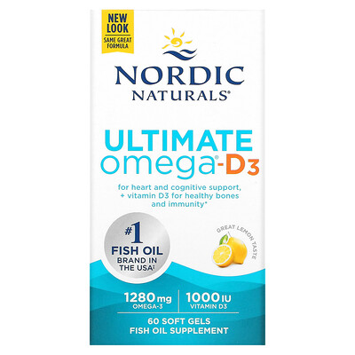 

Nordic Naturals Омега-D3 Ultimate лимон 1000 мг 60 гелевых капсул