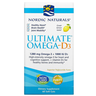 Nordic Naturals, Ultimative Omega-D3, Zitrone, 1000 mg, 60 Soft Gels