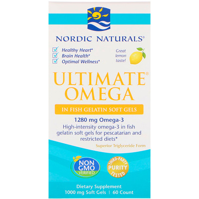Ultimate Omega, вкус лимона, 1000 мг, 60 мягких капсул